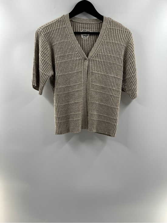 Torrey Pines Sweaters - Torrey Pines Khaki Ribbed Single Button Cardigan Women's Medium